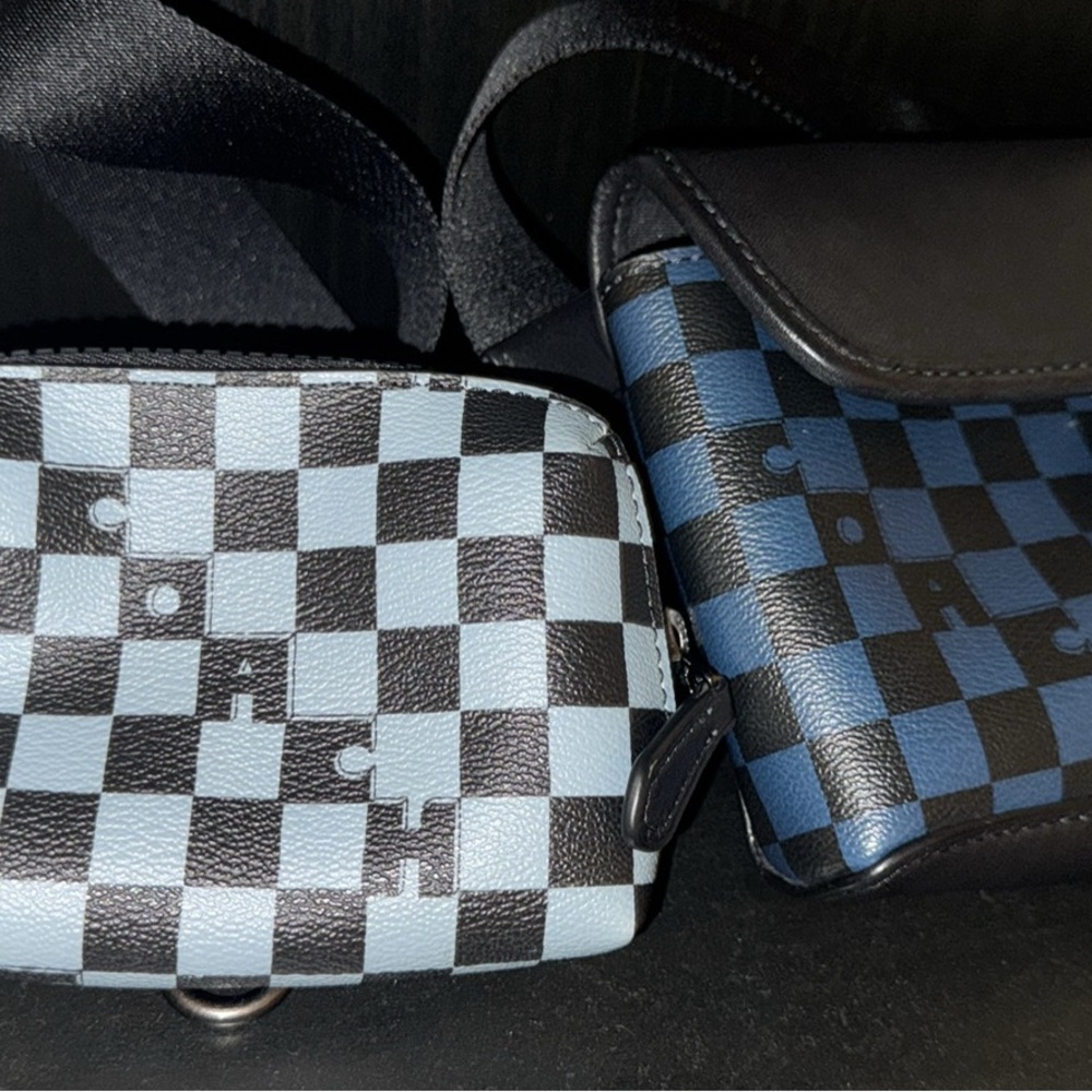 Coach Checkered Black and Blue Wallets
